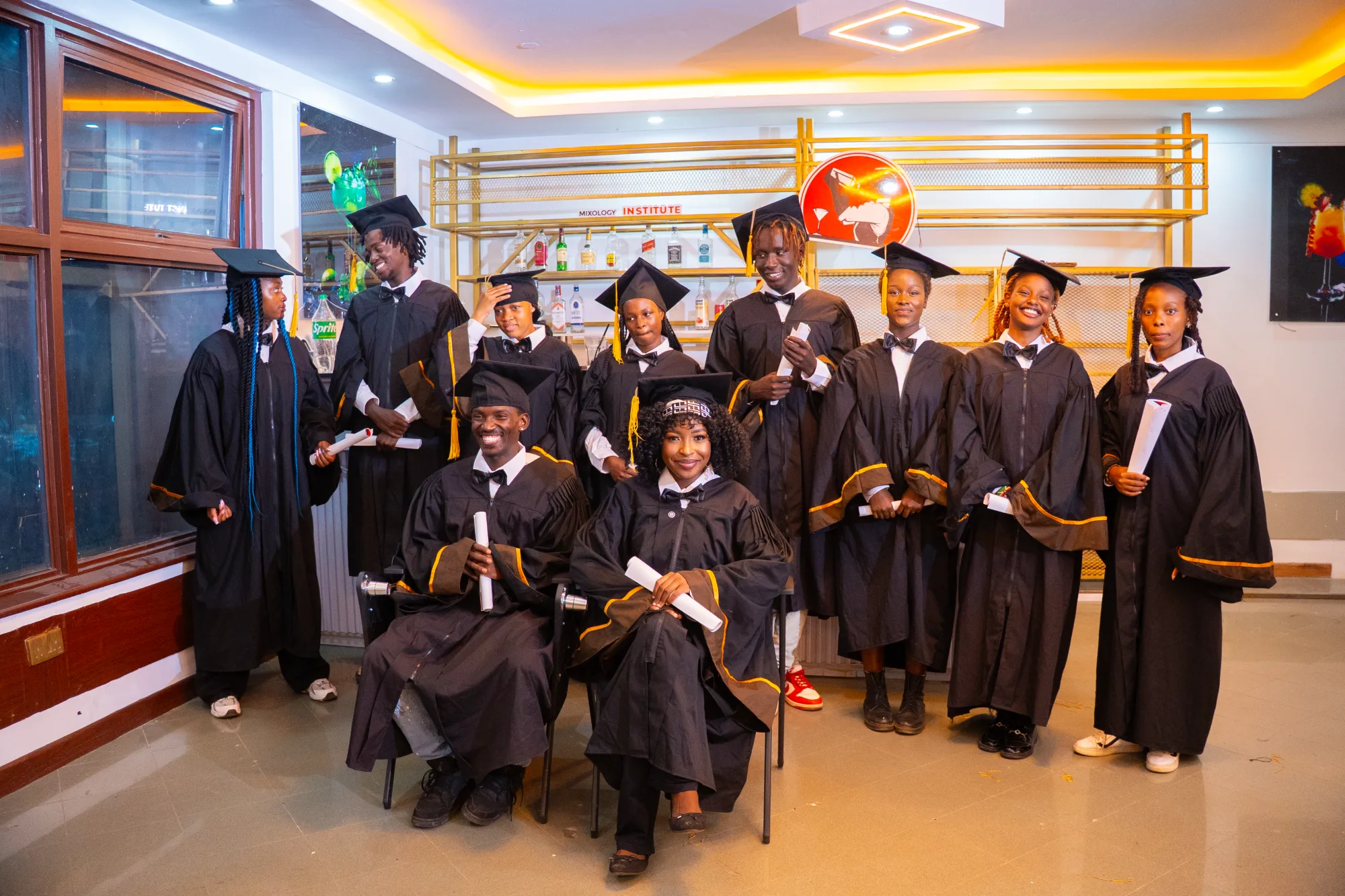 Students practicing advanced molecular mixology at Bar and Mixology Institute Nairobi